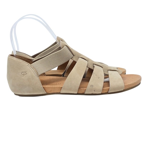 Gentle Souls Strappy Sandals Women Beige Leather‎ Elastic Comfort Flat Size 6.5 - Picture 7 of 10